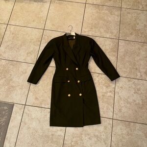 BICCI NEW YORK Vintage OG Olive Green Blazer Satin Lining Fancy Jacket Coat